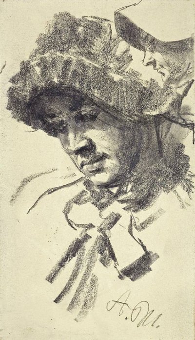 Woman with Hat by Adolph Menzel